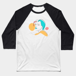 Lineart women face from side Baseball T-Shirt
